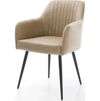 Jídelní židle DELIFE Jídelní židle Greg-Flex mikrovlákno béžová vintage 4-nohá zúžená černá taštičkové pružiny