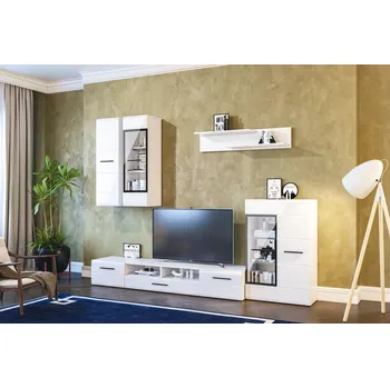 Obývací stěna VerDesign TYKO obývací stěna, bílá/bílý lesk