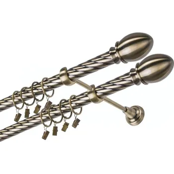 Garnýž kovová 280 cm dvouřadá - dvojitá 25/25 kroucená Belluno double Mosaz