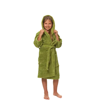 Dívčí župan Dětský župan s kapucí, Olive Green 122
