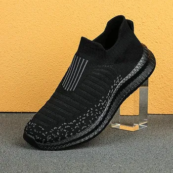 Pánské tenisky Pánské prodyšné tenisky na chůzi slip-on styl Barva: Černá, Velikost: 47