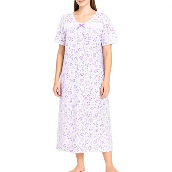 Body Noční košile pod kolena s krátkým rukávem Alka 6526 3XL fialová