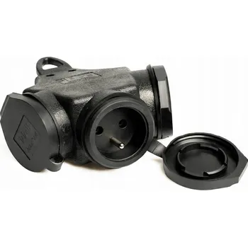 Elektrická zásuvka Elektrická Zásuvka vodotěsná černá