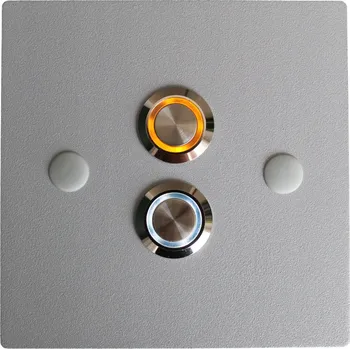 vypínač Dvojitý spínač pro branku, dveře, vrata s LED podsvícením 10x10 stříbrný