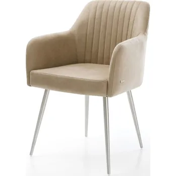 Jídelní židle DELIFE Jídelní židle Greg-Flex mikrovlákno béžová vintage 4-nohá zúžená nerezová ocel taštičkové pružiny