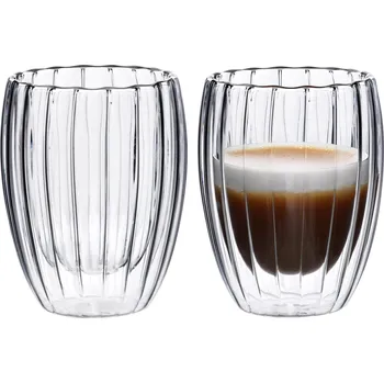 Sada 2 ks skleněných hrnků PETER STRIPES 300 ml čirá