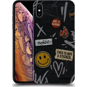 Pouzdro na mobilní telefon Picasee silikonový černý obal pro Apple iPhone XS Max - STICKERS x TAGS