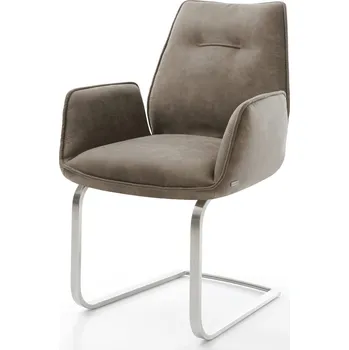 Jídelní židle DELIFE Jídelní židle Zoa-Flex mikrovlákno taupe vintage plochý jídelní židle nerezová ocel taštičkové pružiny