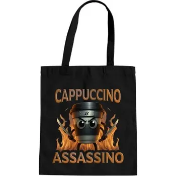Žertovný předmět Cappuccino Assassino V3 - Italian Brainrot - Hrnek Ninja - taška s potiskem- Tričkový.cz