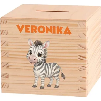 Pokladnička ČistéDřevo Dětská dřevěná pokladnička - Africké dobrodružství Zebra