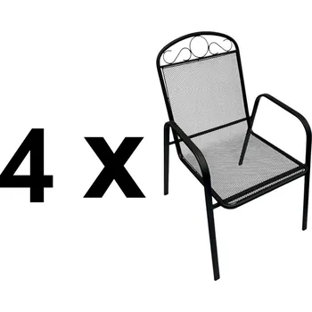 VerDesign Set 4 ks BABU zahradní kovové křeslo, černý antracit