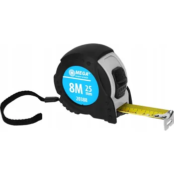 metr MEGA Svinovací metr pogumovaný 8m 25mm páska funkce stop certifikace CE MID