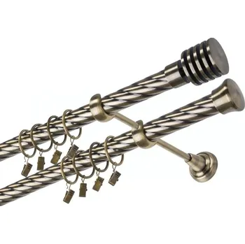 Garnýž kovová 230 cm dvouřadá - dvojitá 25/25 kroucená Talarki Mosaz