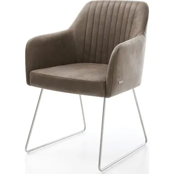 Jídelní židle DELIFE Jídelní židle Greg-Flex mikrovlákno taupe vintage tenká podnož nerezová ocel taštičkové pružiny