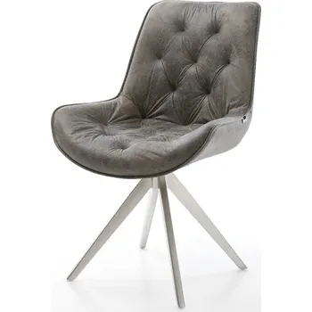 Jídelní židle DELIFE Jídelní židle Taimi-Flex mikrovlákno šedá antik křížová podnož hranatá nerezová ocel