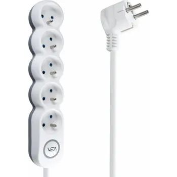 Napájecí kabel Libox LB0192 napájecí lišta 5 zásuvek 5 m bílá (LB0193-5)