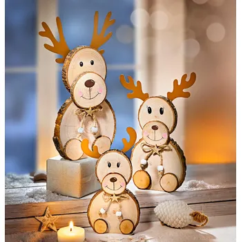 Weltbild Dřevené dekorace Sobí rodina, sada 3 ks 844922