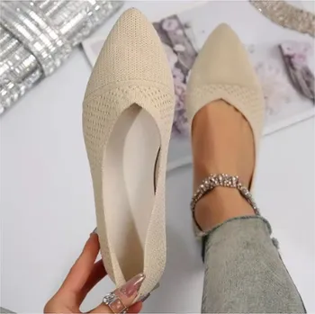 Dámské baleríny Dámské designové baleríny se špičkou - síťované Barva: Béžová, Velikost EUR: 37