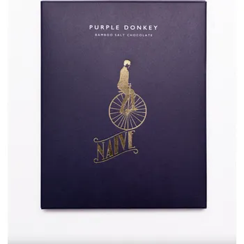 Čokoláda Naive PURPLE Donkey Čokoláda (Alkalická Oslí darkmilk bez cukru s fialovou bambusovou 9X solí), 50 g