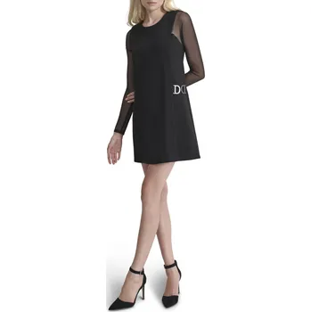 Dámské šaty ŠATY DKNY LONG MESH SLEEVE W/ BLACK