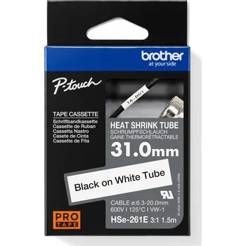 Kotouček do pokladny a tiskárny štítků BROTHER HSE-261E - černý tisk na bílé, šířka 31,0 mm HSE261E