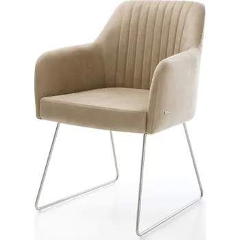 Jídelní židle DELIFE Jídelní židle Greg-Flex mikrovlákno béžová vintage tenká podnož nerezová ocel taštičkové pružiny