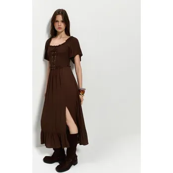 Dámské šaty Midi šaty - XS - House - tmavě hnědá - 947GP-89X