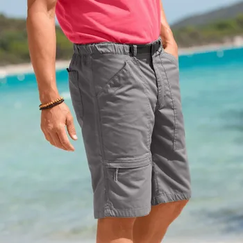 Pánské kraťasy Bermudy s pružným pasem a kapsami + sladěným páskem ocelově šedá 60/62