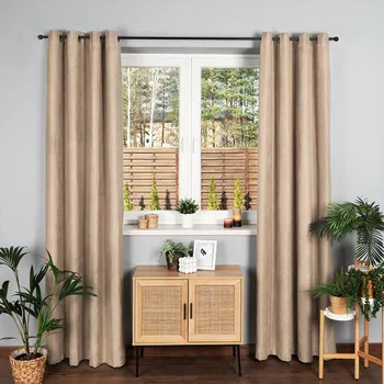 Závěs Kusový závěs s kroužky Milas - béžový 250 x 140 cm