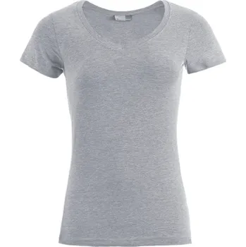Dámské tričko Promodoro Dámské tričko Slim Fit s výstřihem do V Barva: Šedý melír, Velikost: L