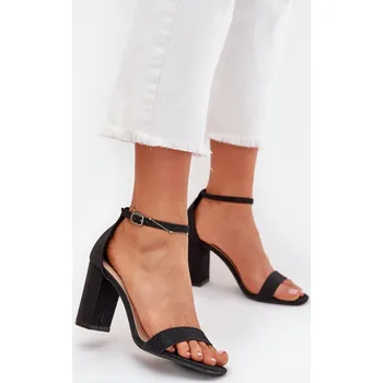 Dámské sandále Lesklé Dámské Sandály Na Podpatku Kavina Barva: Černá, Velikost: 37