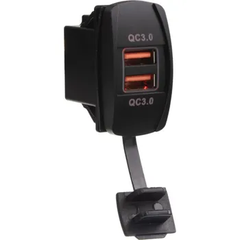 2x USB nabíječka QC3.0 , "Rocker" 12/24V, 36W