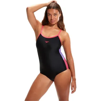 Dámské plavky Speedo Thinstrap Muscleback Swimsuit Black/Lilac 30 (XS)