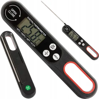 Kuchyňský teploměr Household Skládací LCD teploměr THERMO LED / Černý