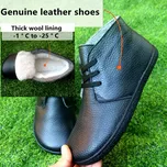 Dámské zimní kožené boty s vlněnou podšívkou Velikost: 45, Barva (Varianta): Thick black wool