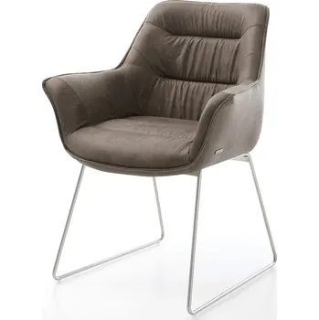 Jídelní židle DELIFE Jídelní židle Kaira-Flex mikrovlákno taupe vintage tenká podnož nerezová ocel