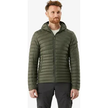 Pánská vesta FORCLAZ Pánská turistická péřová bunda s kapucí MT 100 M ZELENÁ