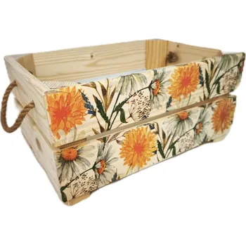 Úložný box bedýnka EMA-KVĚTY oranž. 31x21x14 DŘEVO