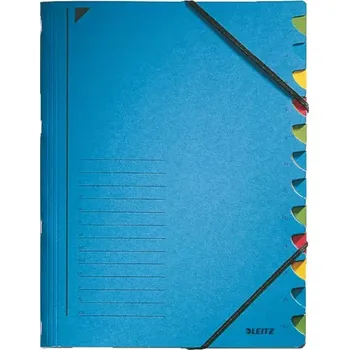 Archivační box Třídící desky s gumičkou 12 přihrádkové modré A4