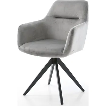 Jídelní židle DELIFE Jídelní židle Pejo-Flex samet šedá křížová podnož hranatá černá taštičkové pružiny