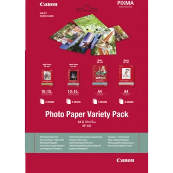 Fotopapír Canon VP-101 Photo Paper Variety Pack A 4 a. 10x15 cm 4x5 Sheets