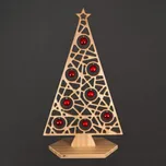 AMADEA Dřevěná dekorace strom na podstavci geometrický s koulemi, 110 x 65 cm, český výrobek