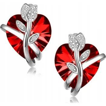 Náušnice STŘÍBRNÉ NÁUŠNICE 925 RHODIOVANÉ SRDCE SWAROVSKI