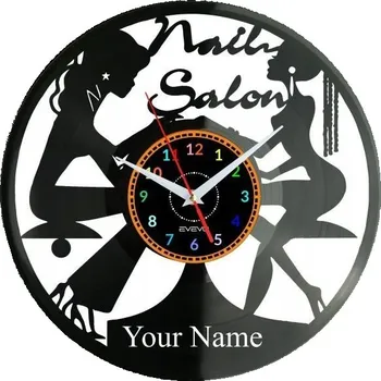 Hodiny Nástěnné hodiny do salonu nehtů - Vinyl - Moderní dekorace - Váš název