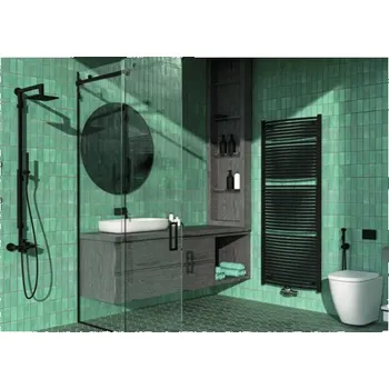 Radiátor Koupelnový radiátor Rotheigner SWING-M 1810 x 745 mm matně černý přípojka uprostřed dole