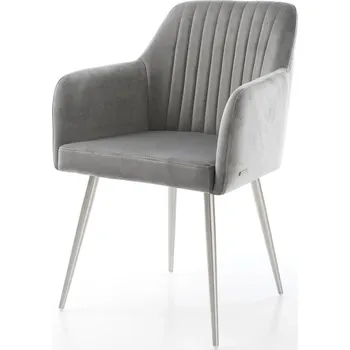 Jídelní židle DELIFE Jídelní židle Greg-Flex samet šedá 4-nohá zúžená nerezová ocel taštičkové pružiny