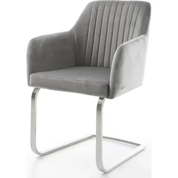 Jídelní židle DELIFE Jídelní židle Greg-Flex samet šedá jídelní židle plochá nerezová ocel taštičkové pružiny