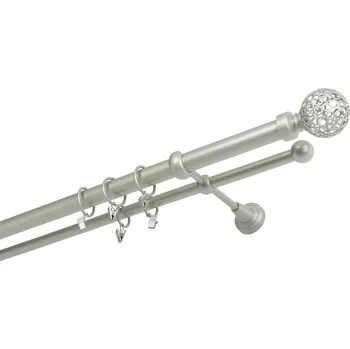 Garnýž Garnýž kovová 340 cm dvouřadá - dvojitá 25 koule retro stříbrná mat