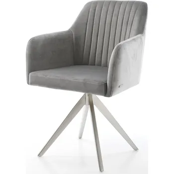 Jídelní židle DELIFE Jídelní židle Greg-Flex samet šedá křížová podnož hranatá nerezová ocel taštičkové pružiny