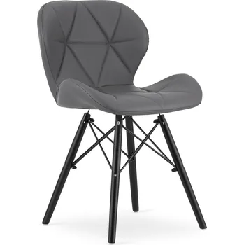 Jídelní židle Šedá židle LAGO z eko kůže s černými nohami